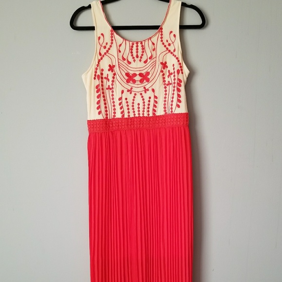 Beautiful boho maxi dress bright orangey-coral - Picture 2 of 4
